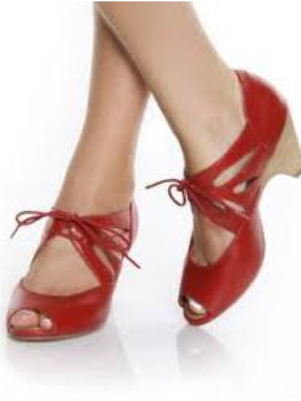 Red Mentha Retro Lace-Up Peep Toe Women’s Heels